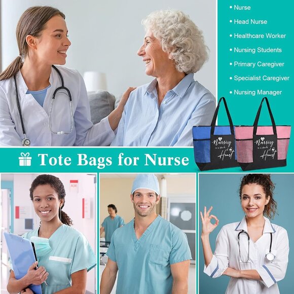 Bulk Christmas Nurse Gifts 12 Mesh Tote Bags for Work & Appreciation main image 7